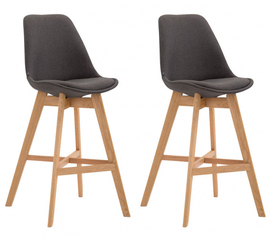 2 ks / set barová židle Camile látkový potah, přírodní podnož / tmavě šedá