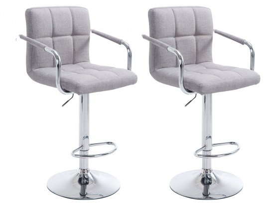 2 ks / set barová židle Lucas V2 látkový potah, chrom, šedá