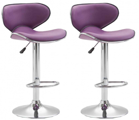2 ks / set barová židle Las Vegas V2 syntetická kůže, chrom, fialová