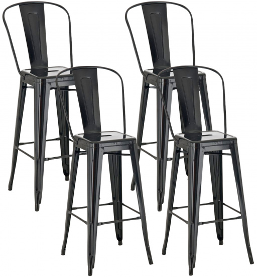 4 ks / set barová židle Aiden, černá