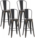 4 ks / set barová židle Aiden antik, černá-zlatá