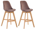 2 ks / set barová židle Camile samet přírodní podnož / hnědá