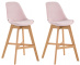 2 ks / set barová židle Camile samet přírodní podnož / růžová