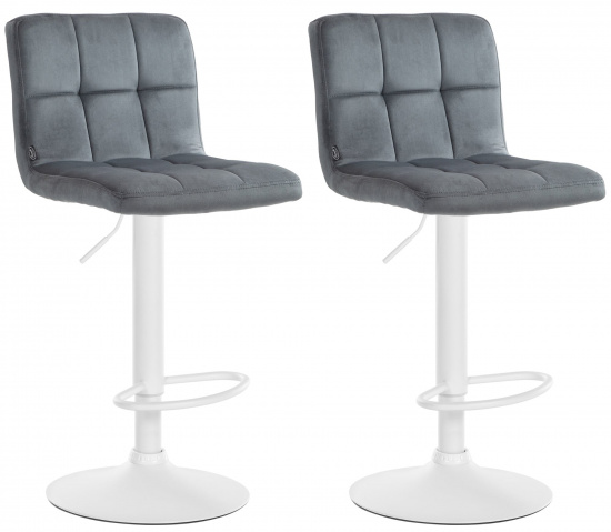 2 ks / set barová židle Veru samet bílá, tmavě šedá