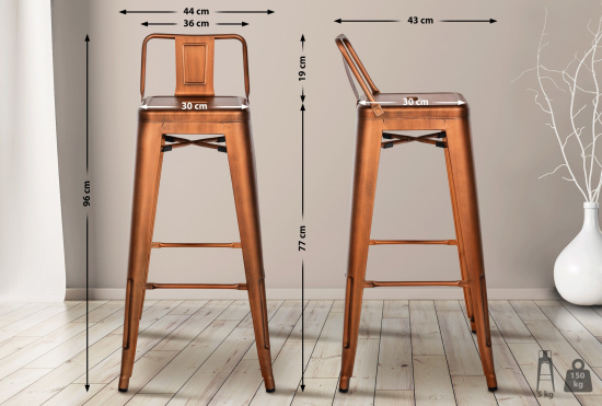 4 ks / set barová židle Mason, měděná