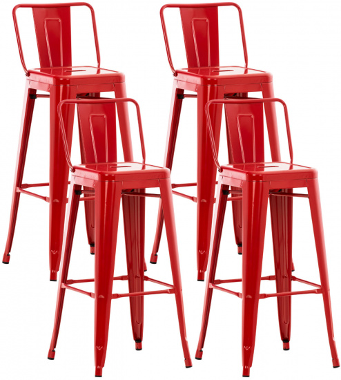 4 ks / set barová židle Mason, červená