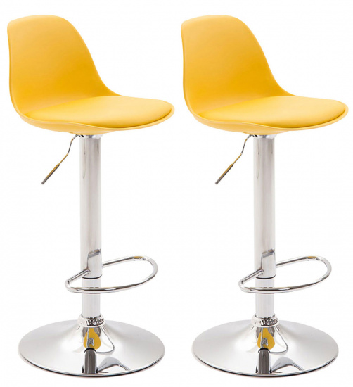 2 ks / set barová židle Kiel plast chrom, žlutá