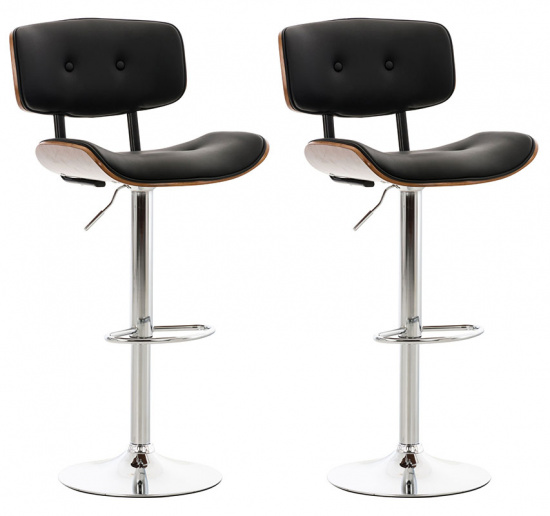 2 ks / set barová židle Arnie syntetická kůže, ořech / černá