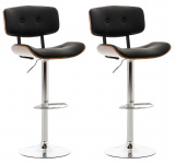 2 ks / set barová židle Arnie syntetická kůže, ořech / černá