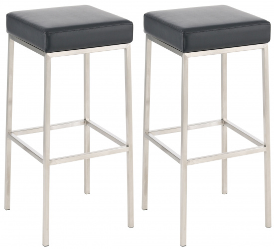 2 ks / set barová židle Montreal 85 syntetická kůže, nerez, černá