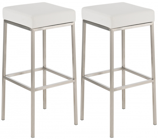 2 ks / set barová židle Montreal 85 syntetická kůže, nerez, bílá