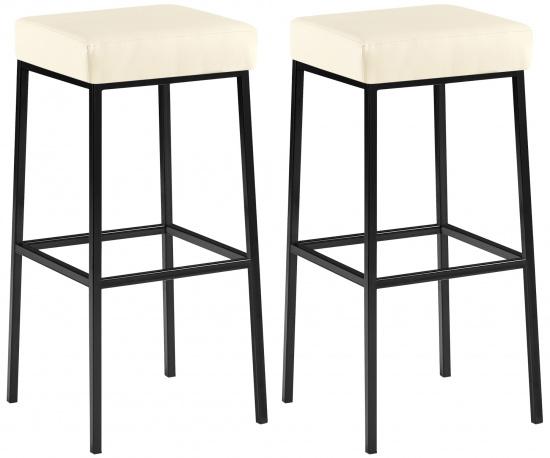 2 ks / set barová židle Montreal 85 syntetická kůže, černá, krémová