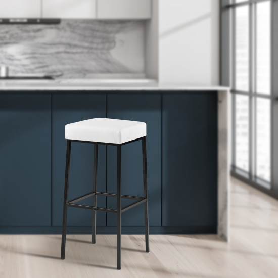 2 ks / set barová židle Montreal 85 syntetická kůže, černá, bílá