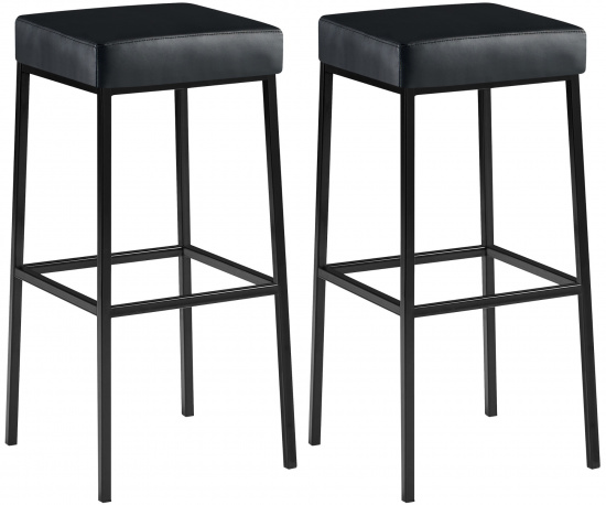 2 ks / set barová židle Montreal 85 syntetická kůže, černá, černá