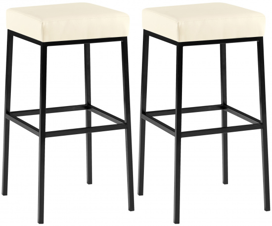 2 ks / set barová židle Montreal 80 syntetická kůže, černá, krémová
