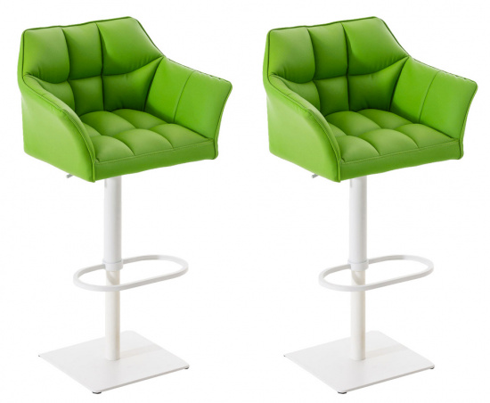 2 ks / set barová židle Deluso syntetická kůže, bílá, zelená