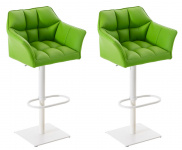 2 ks / set barová židle Deluso syntetická kůže, bílá, zelená