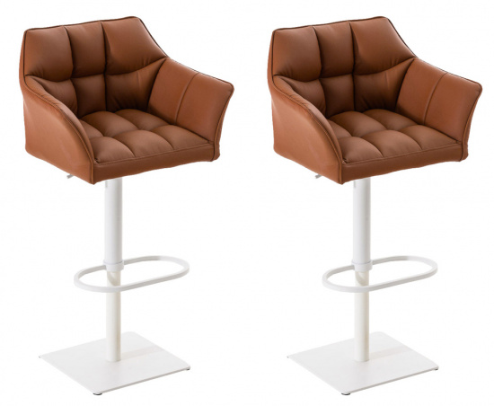 2 ks / set barová židle Deluso syntetická kůže, bílá, světle hnědá