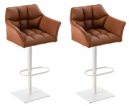 2 ks / set barová židle Deluso syntetická kůže, bílá, světle hnědá