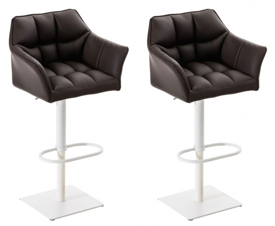 2 ks / set barová židle Deluso syntetická kůže, bílá, hnědá