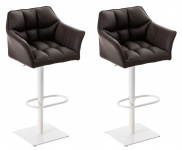 2 ks / set barová židle Deluso syntetická kůže, bílá, hnědá