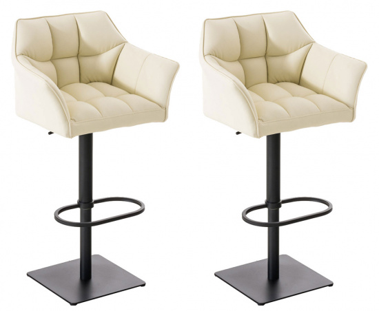 2 ks / set barová židle Deluso syntetická kůže, černá, krémová