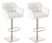 2 ks / set barová židle Deluso syntetická kůže, nerez, bílá
