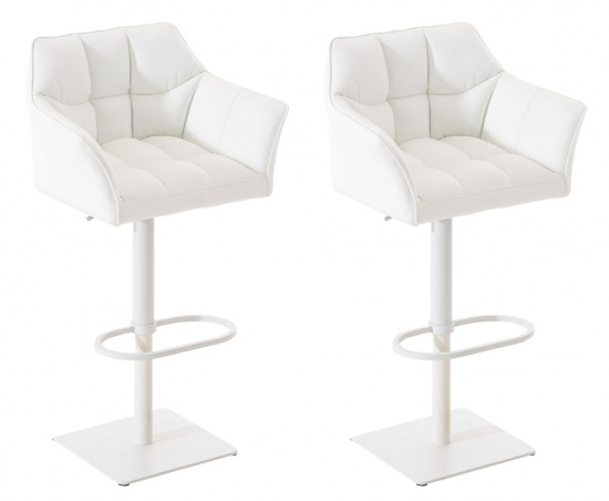 2 ks / set barová židle Deluso syntetická kůže, bílá, bílá