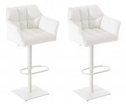2 ks / set barová židle Deluso syntetická kůže, bílá, bílá