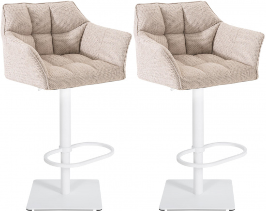 2 ks / set barová židle Deluso látkový potah, bílá, slonová kost