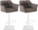 2 ks / set barová židle Deluso látkový potah, bílá, šedá