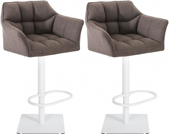 2 ks / set barová židle Deluso látkový potah, bílá, šedá