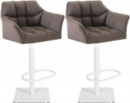 2 ks / set barová židle Deluso látkový potah, bílá, šedá
