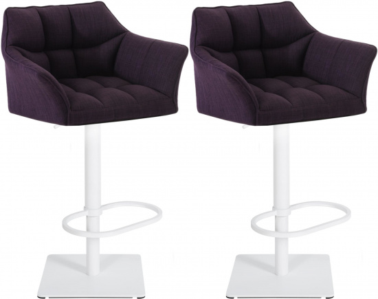 2 ks / set barová židle Deluso látkový potah, bílá, fialová