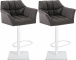 2 ks / set barová židle Deluso látkový potah, bílá, titanšedá