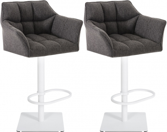 2 ks / set barová židle Deluso látkový potah, bílá, titanšedá