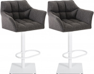 2 ks / set barová židle Deluso látkový potah, bílá, titanšedá