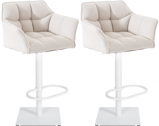 2 ks / set barová židle Deluso látkový potah, bílá, bílá