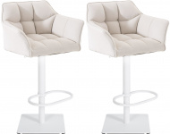 2 ks / set barová židle Deluso látkový potah, bílá, bílá