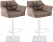 2 ks / set barová židle Deluso látkový potah, bílá, terrahnědá