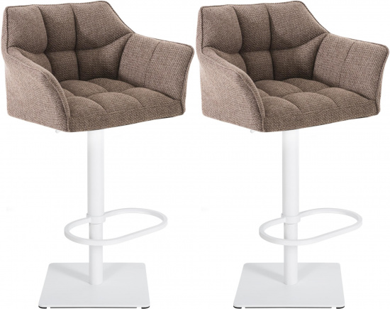 2 ks / set barová židle Deluso látkový potah, bílá, terrahnědá