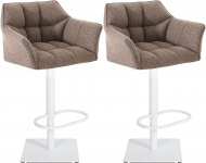 2 ks / set barová židle Deluso látkový potah, bílá, terrahnědá