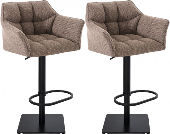 2 ks / set barová židle Deluso látkový potah, černá, terrahnědá