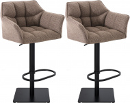 2 ks / set barová židle Deluso látkový potah, černá, terrahnědá