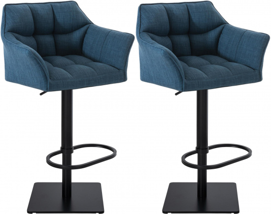 2 ks / set barová židle Deluso látkový potah, černá, modrá
