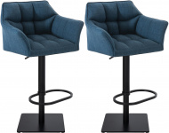 2 ks / set barová židle Deluso látkový potah, černá, modrá