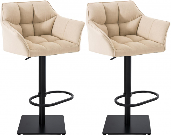 2 ks / set barová židle Deluso látkový potah, černá, krémová