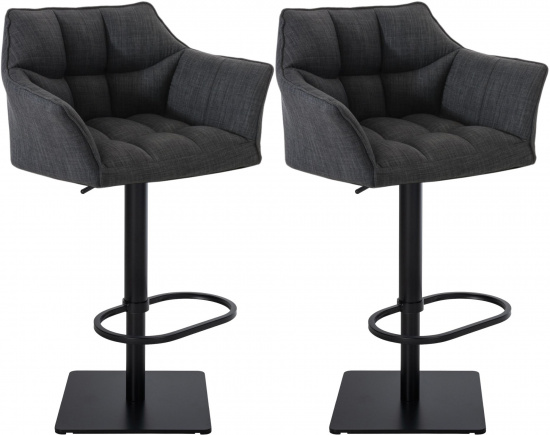 2 ks / set barová židle Deluso látkový potah, černá, tmavě šedá