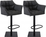 2 ks / set barová židle Deluso látkový potah, černá, tmavě šedá