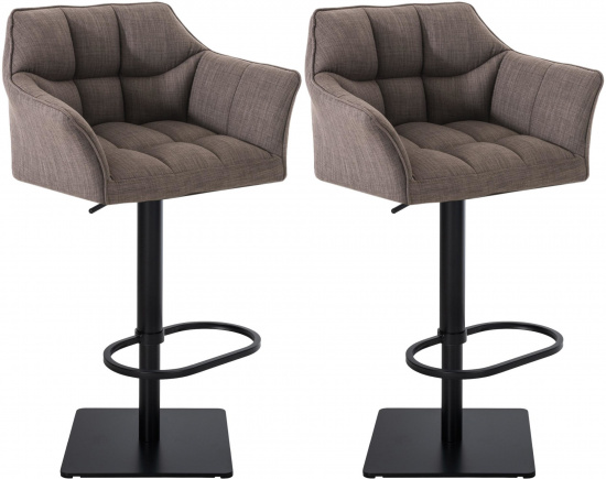 2 ks / set barová židle Deluso látkový potah, černá, šedá